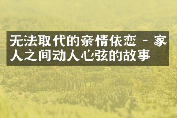 无法取代的亲情依恋 - 家人之间动人心弦的故事