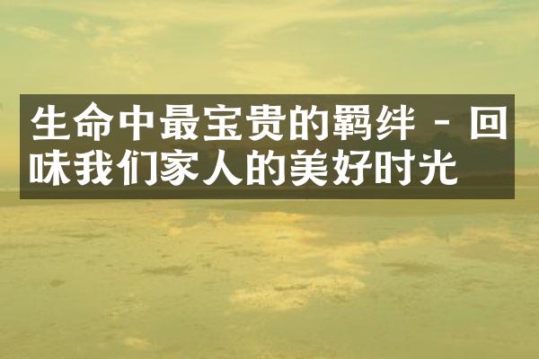 生命中最宝贵的羁绊 - 回味我们家人的美好时光