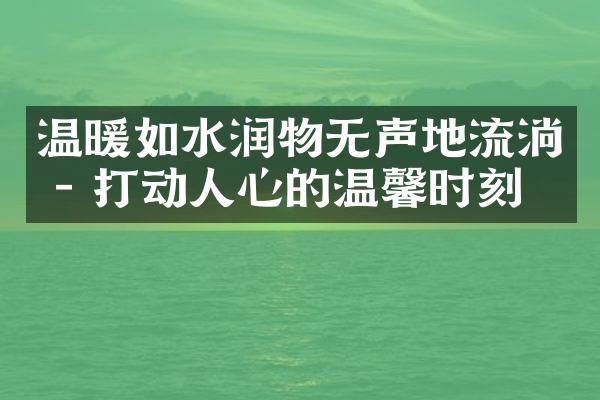 温暖如水润物无声地流淌 - 打动人心的温馨时刻
