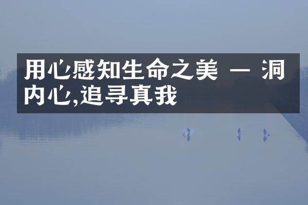 用心感知生命之美 &mdash; 洞悉内心,追寻真我