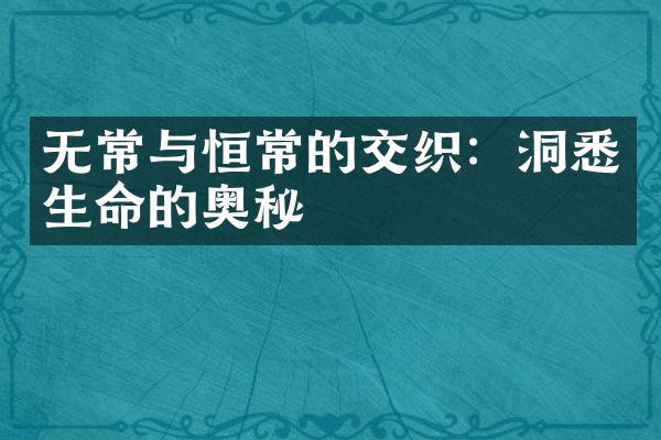 无常与恒常的交织：洞悉生命的奥秘