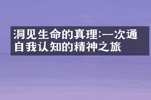 洞见生命的真理:一次通往自我认知的精神之旅