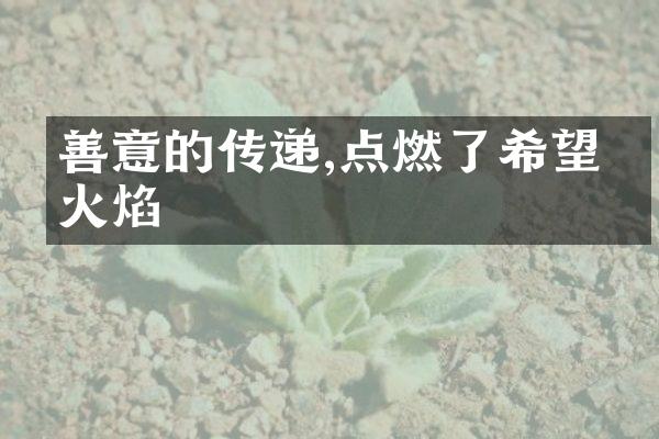 善意的传递,点燃了希望的火焰