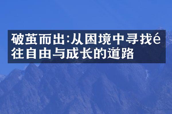 破茧而出:从困境中寻找通往自由与成长的道路