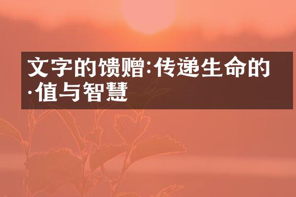 文字的馈赠:传递生命的价值与智慧