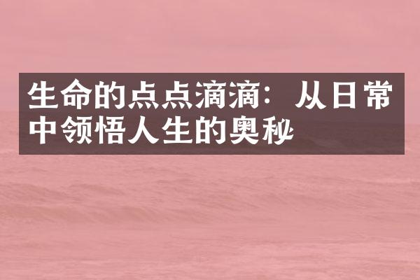 生命的点点滴滴：从日常中领悟人生的奥秘