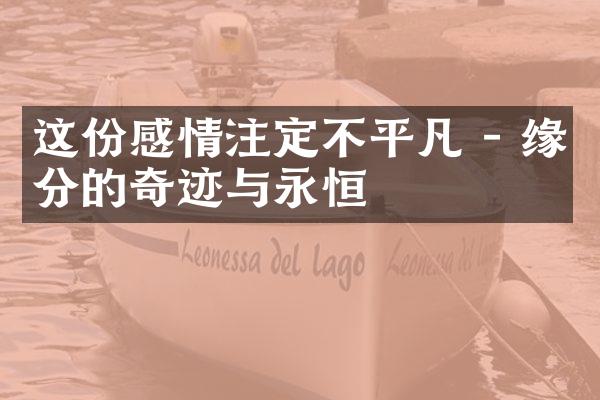 这份感情注定不平凡 - 缘分的奇迹与永恒