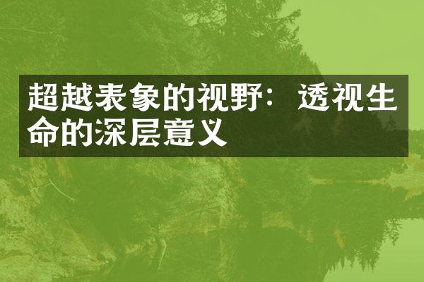 超越表象的视野：透视生命的深层意义