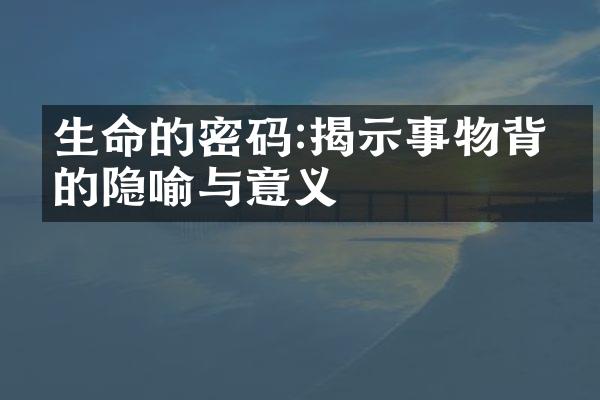生命的密码:揭示事物背后的隐喻与意义