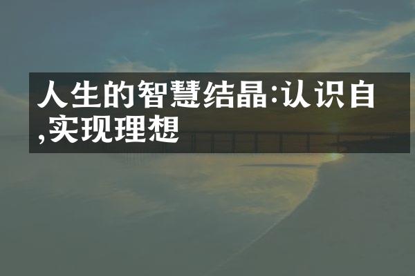 人生的智慧结晶:认识自我,实现理想