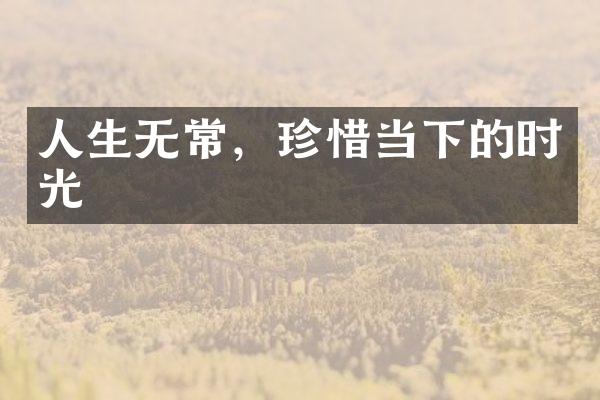 人生无常，珍惜当下的时光