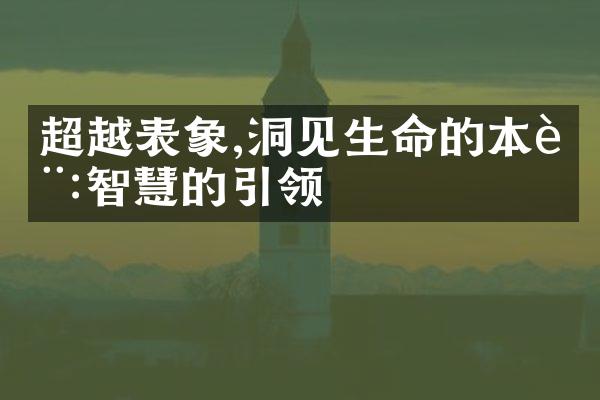 超越表象,洞见生命的本质:智慧的引领