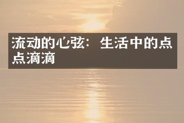 流动的心弦：生活中的点点滴滴