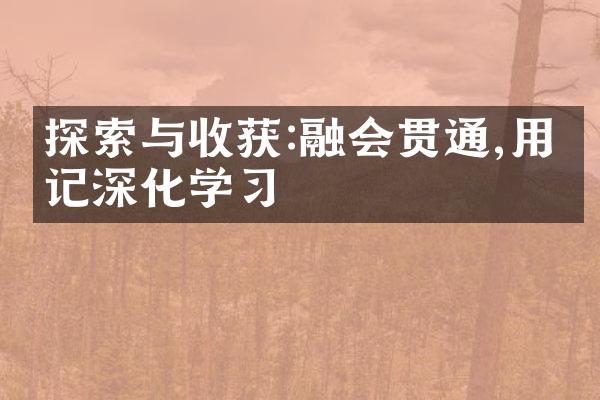 探索与收获:融会贯通,用笔记深化学