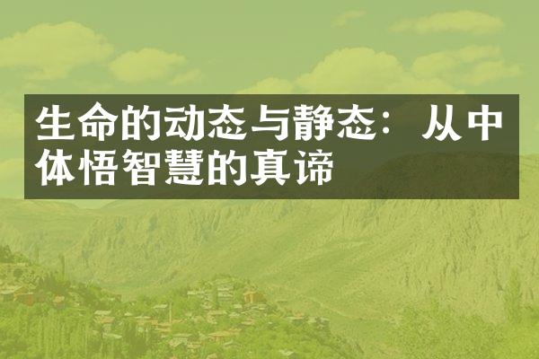 生命的动态与静态：从中体悟智慧的真谛