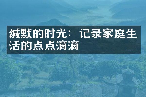 缄默的时光：记录家庭生活的点点滴滴