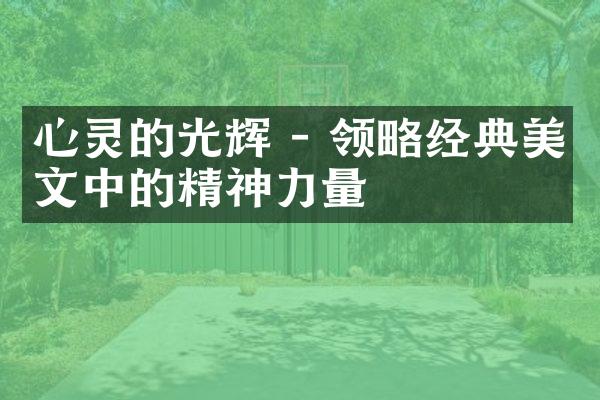 心灵的光辉 - 领略经典美文中的精神力量