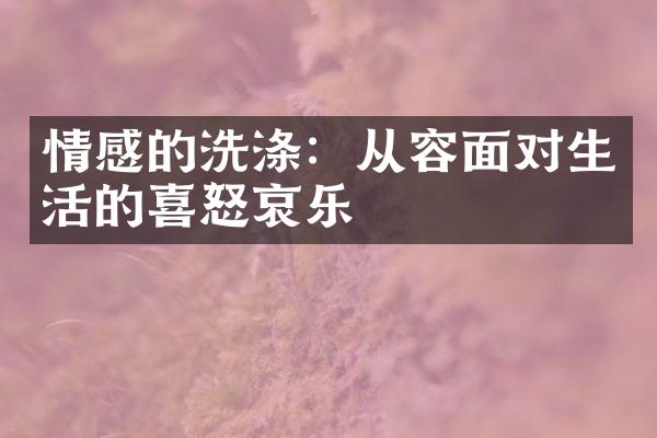 情感的洗涤：从容面对生活的喜怒哀乐