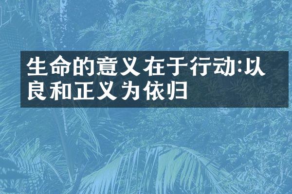 生命的意义在于行动:以善良和正义为依归