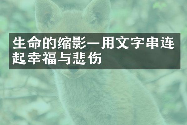 生命的缩影&mdash;用文字串连起幸福与悲伤