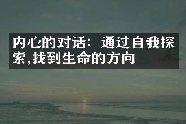 内心的对话：通过自我探索,找到生命的方向
