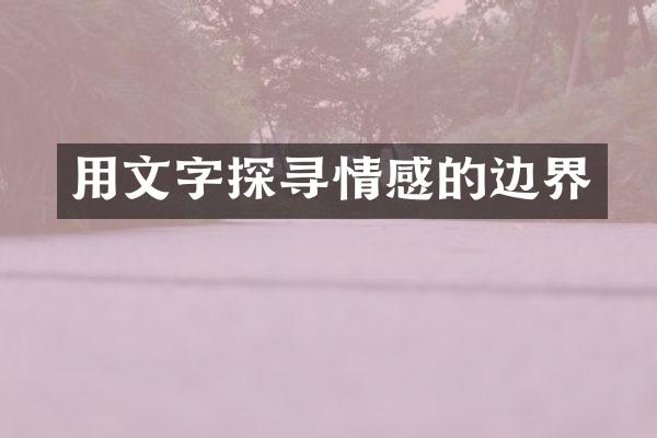 用文字探寻情感的边界