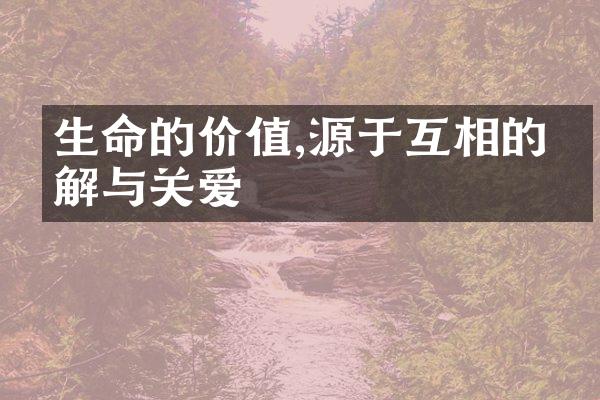 生命的价值,源于互相的理解与关爱