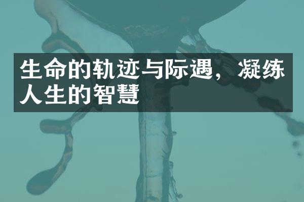 生命的轨迹与际遇，凝练人生的智慧