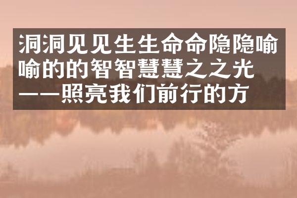 洞洞见见生生命命隐隐喻喻的的智智慧慧之之光光&mdash;&mdash;照亮我们前行的方向