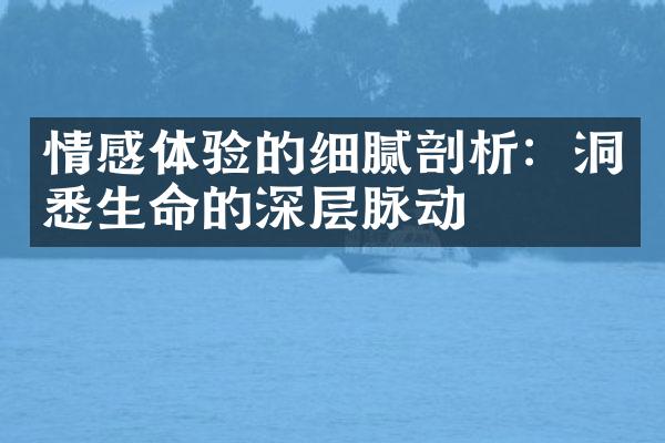 情感体验的细腻剖析:洞悉生命的深层脉动