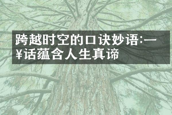 跨越时空的口诀妙语:一句话蕴含人生真谛