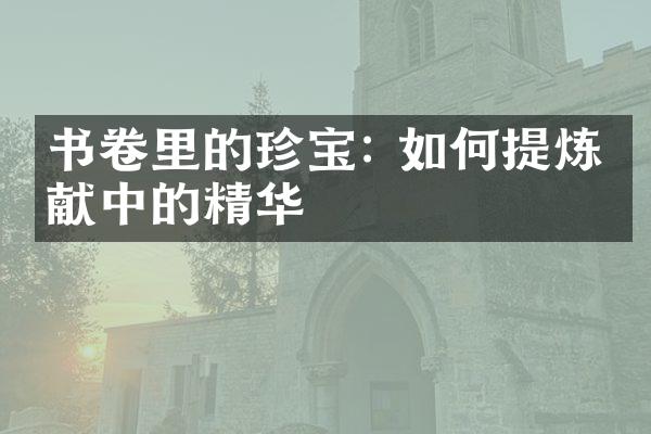 书卷里的珍宝: 如何提炼文献中的精华