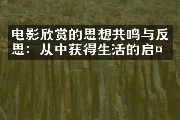 电影欣赏的思想共鸣与反思：从中获得生活的启示