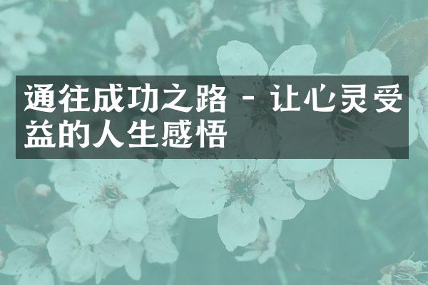 通往成功之路 - 让心灵受益的人生感悟