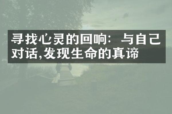 寻找心灵的回响：与自己对话,发现生命的真谛