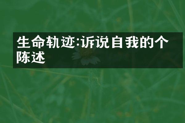 生命轨迹:诉说自我的个人陈述