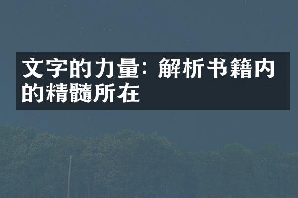 文字的力量: 解析书籍内容的精髓所在