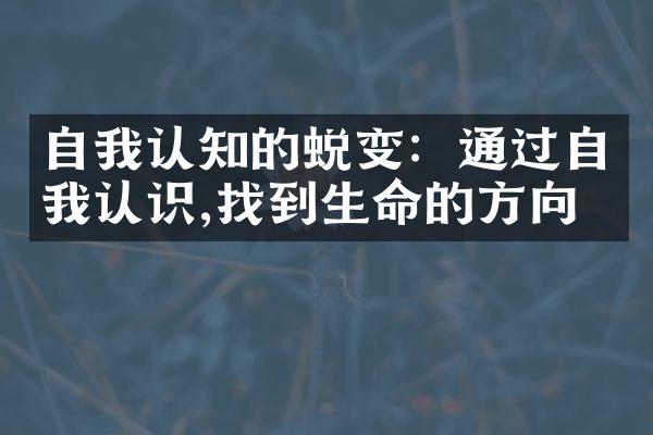自我认知的蜕变:通过自我认识,找到生命的方向