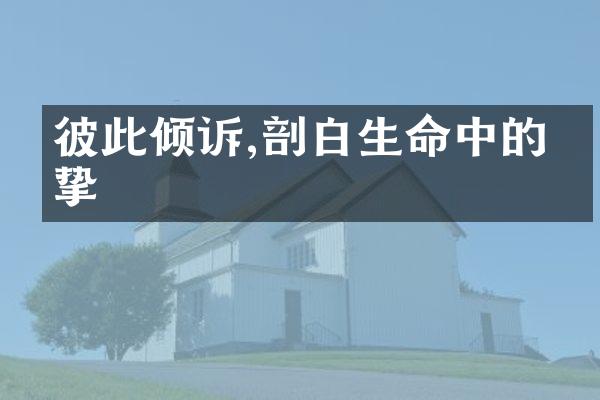 彼此倾诉,剖白生命中的真挚