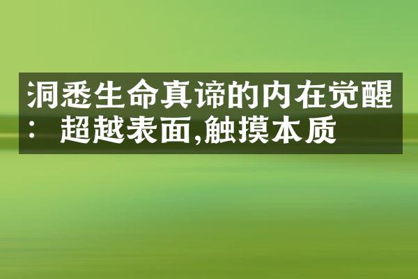 洞悉生命真谛的内在觉醒：超越表面,触摸本质