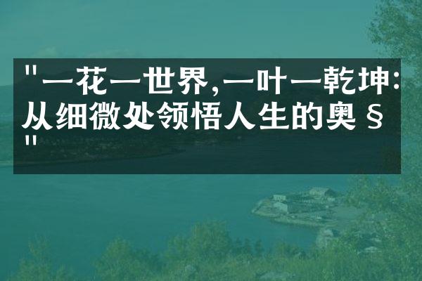 "一花一世界,一叶一乾坤:从细微处领悟人生的奥秘"