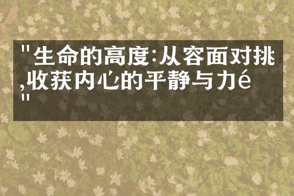 "生命的高度:从容面对挑战,收获内心的平静与力量"
