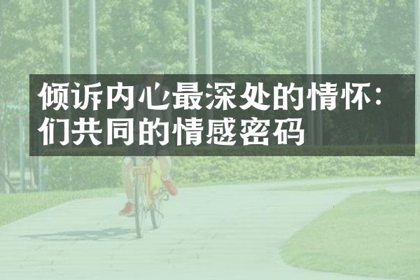 倾诉内心最深处的情怀:我们共同的情感密码