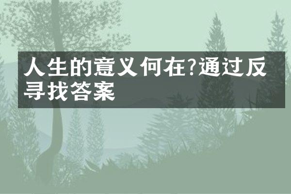 人生的意义何在?通过反思寻找答案