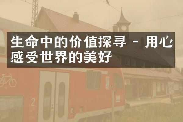 生命中的价值探寻 - 用心感受世界的美好