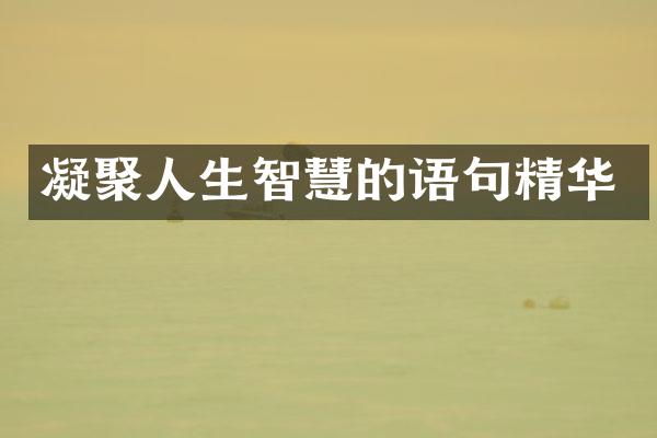 凝聚人生智慧的语句精华