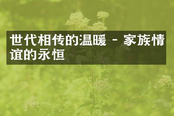 世代相传的温暖 - 家族情谊的永恒