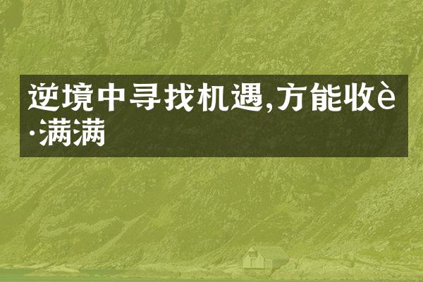 逆境中寻找机遇,方能收获满满