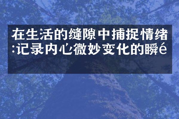 在生活的缝隙中捕捉情绪:记录内心微妙变化的瞬间