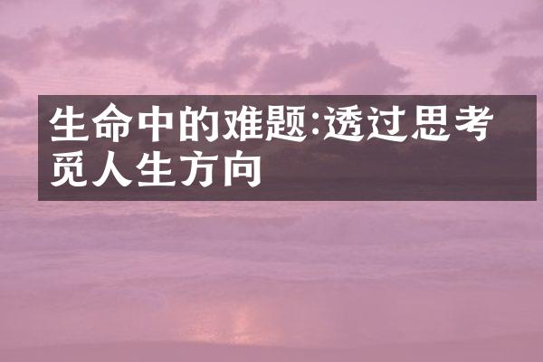 生命中的难题:透过思考寻觅人生方向
